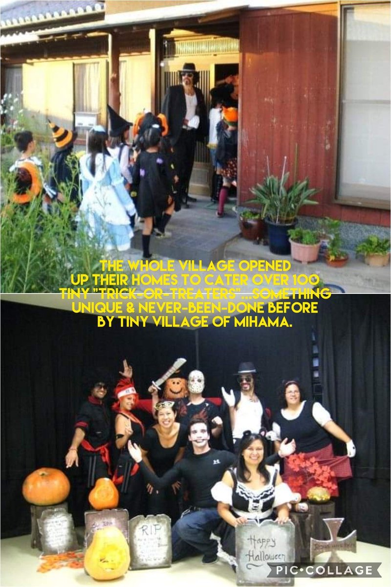 Saspillaga2016's tweet photo. 15 yrs ago: Left finance in Toronto to be ELL coordinator for Ministry of Edu in Mihama village, Japan. Fun: I intro. village to Halloween. Got board, media &amp; businesses funds. Made props/game booths. Got villagers to open up homes for trick-treaters. Made the news. I miss JP. https://t.co/ldtv8Dtk1O