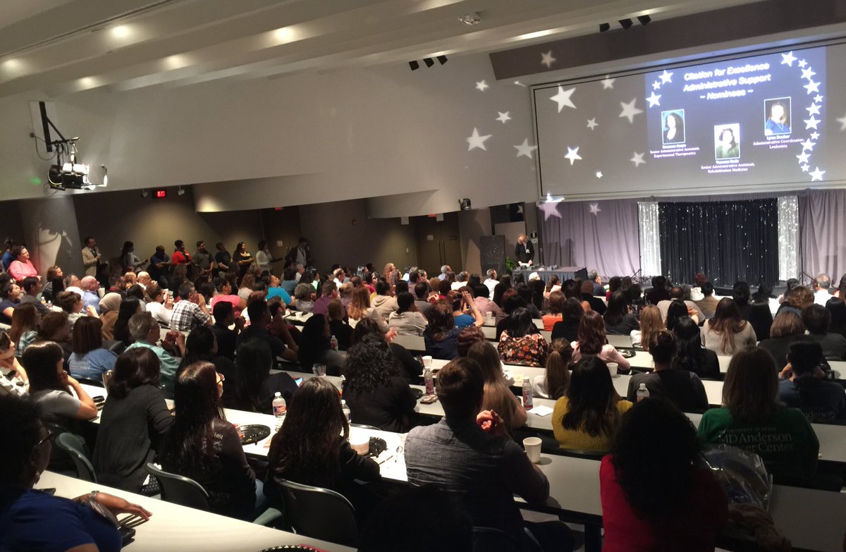 VivekSubbiah's tweet image. Packed Hickey Auditorium @MDAndersonNews @CancerMedMDA EMPLOYEE AWARD CEREMONY recognizing all the #Cancer #medicine staff that are #makingcancerhistory everyday &amp;amp; making this place one of the best places to work @FortuneMagazine &amp;amp; #1 cancer center @USNewsHealth #EndCancer