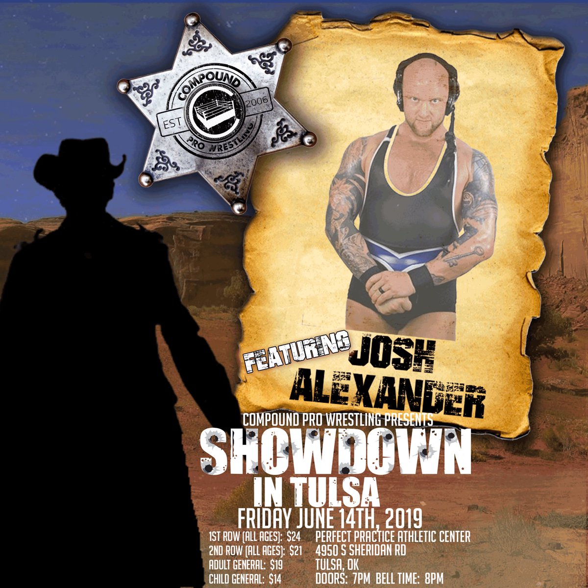 Compoundpw's tweet photo. .@Walking_Weapon will be competing at #CompoundProWrestling Presents: SHOWDOWN IN TULSA Friday June 14th, 2019.  Advanced will call tickets are selling very fast.  Get your will call tickets now at https://t.co/ToyIxR348t https://t.co/W5HYt9FLyv