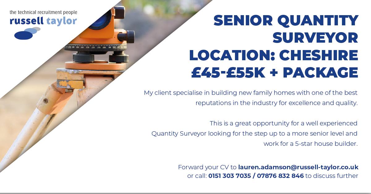 RTGJobs's tweet photo. 📊JOB OF THE DAY📊 We are on the look out for an experienced Senior Quantity Surveyor in Cheshire. Offers £45-£55K + package, if you are interested in this role send your CV to lauren.adamson@russell-taylor.co.uk or call 0151 303 7035 #rtg #newjob #Cheshire #seniorquantity https://t.co/cIQLyCTsJc