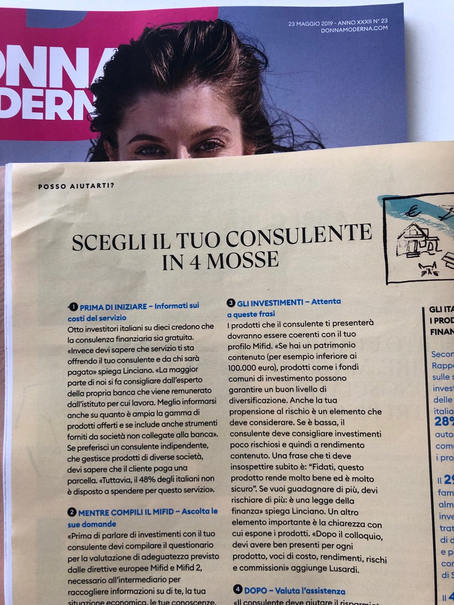 Cosa devi sapere prima di rivolgerti a un consulente finanziario? E come capire se i suoi suggerimenti sono giusti per te? Le risposte nello speciale di ⁦<a href="/DonnaModerna/">Donna Moderna</a>⁩ di questa settimana in collaborazione con ⁦<a href="/ITAedufin/">Comitato EduFin</a>⁩ ⁦@A_Lusardi⁩