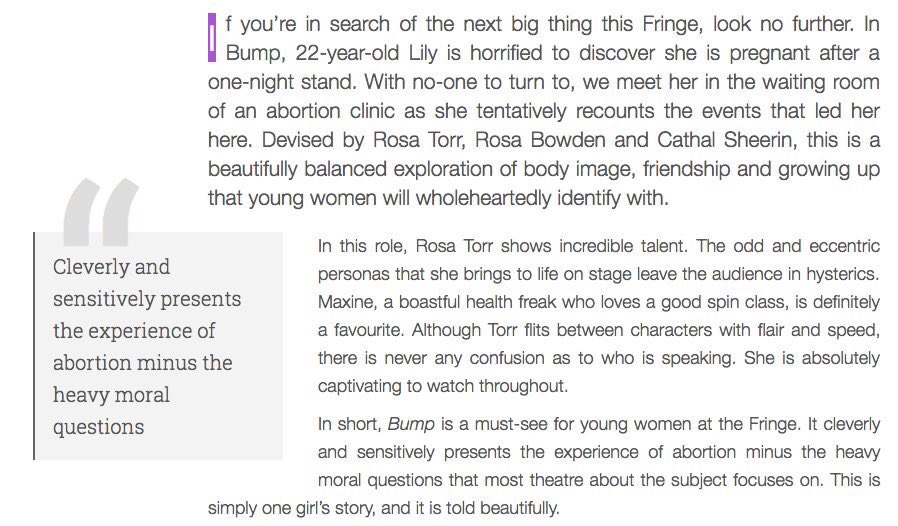BUMPANDGRINDTC's tweet photo. #FlashbackFriday to our time in at the Edinburgh Fringe Festival when we received this ⭐️⭐️⭐️⭐️⭐️ review from @BUMPANDGRINDTC Don’t miss out on your chance to see Bump running for 3 nights only @Tara_Arts 27th-29th May. This is its first time in a London theatre! https://t.co/StUTmA5DN3
