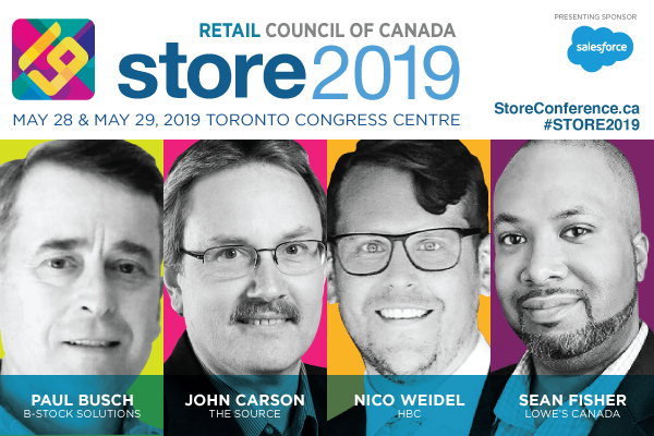 RetailCouncil's tweet photo. Don’t Fear Customer Returns! At #STORE2019, discover solutions & best practices for reverse logistics strategies with @Lowes_Canada’s Sean Fisher, @TheSourceCA’s John Carson, @bstocksol’s Paul Busch & @hudsonsbay’s Nico Weidel. Register now: https://t.co/kbXWW0XDuq #retailmatters https://t.co/Cqp2wnX3BT