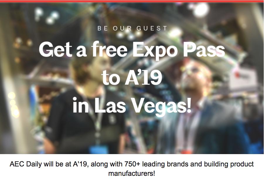 AECdaily's tweet photo. Want a free pass to @AIANational conference in #LasVegas? Be our guest and click here for an expo pass: https://t.co/X6Yw7dP5Pn #A19 #Architect #architecture #DesignConference19 #A19Con https://t.co/tU1PyaTrXv