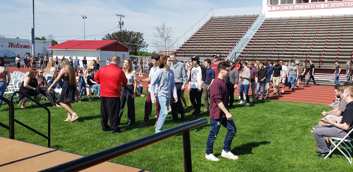 Falcon_update's tweet photo. Graduation practice is underway!
@MrsKeenerFHS @FHSFalcnPrin 
#FirelandsFalcons 
#almostalumni https://t.co/tHkrBUzAGA