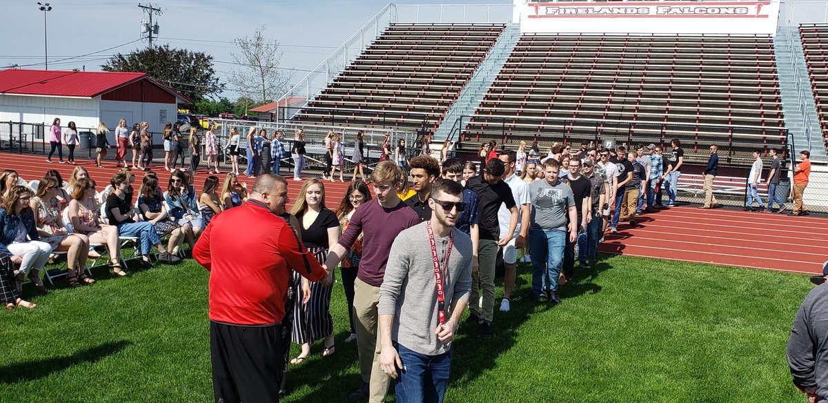 Falcon_update's tweet photo. Graduation practice is underway!
@MrsKeenerFHS @FHSFalcnPrin 
#FirelandsFalcons 
#almostalumni https://t.co/tHkrBUzAGA