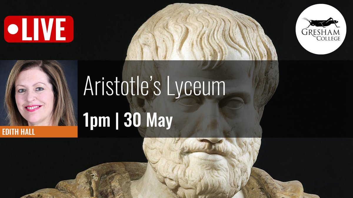 Gresham College (@greshamcollege) on Twitter photo <a href="/ClassColl/">Classics Collective</a> Visiting Professor Edith Hall examines the unearthing of Aristotle’s Lyceum, illuminating the life of Aristotle and his academic contributions.
#Greeks #Classics #Aristotle
1pm at Barnard’s Inn Hall on Thurs 30th May or watch online: bit.ly/2VNo0vW <a href="/ClassColl/">Classics Collective</a> Visiting Professor Edith Hall examines the unearthing of Aristotle’s Lyceum, illuminating the life of Aristotle and his academic contributions.
#Greeks #Classics #Aristotle
1pm at Barnard’s Inn Hall on Thurs 30th May or watch online: bit.ly/2VNo0vW