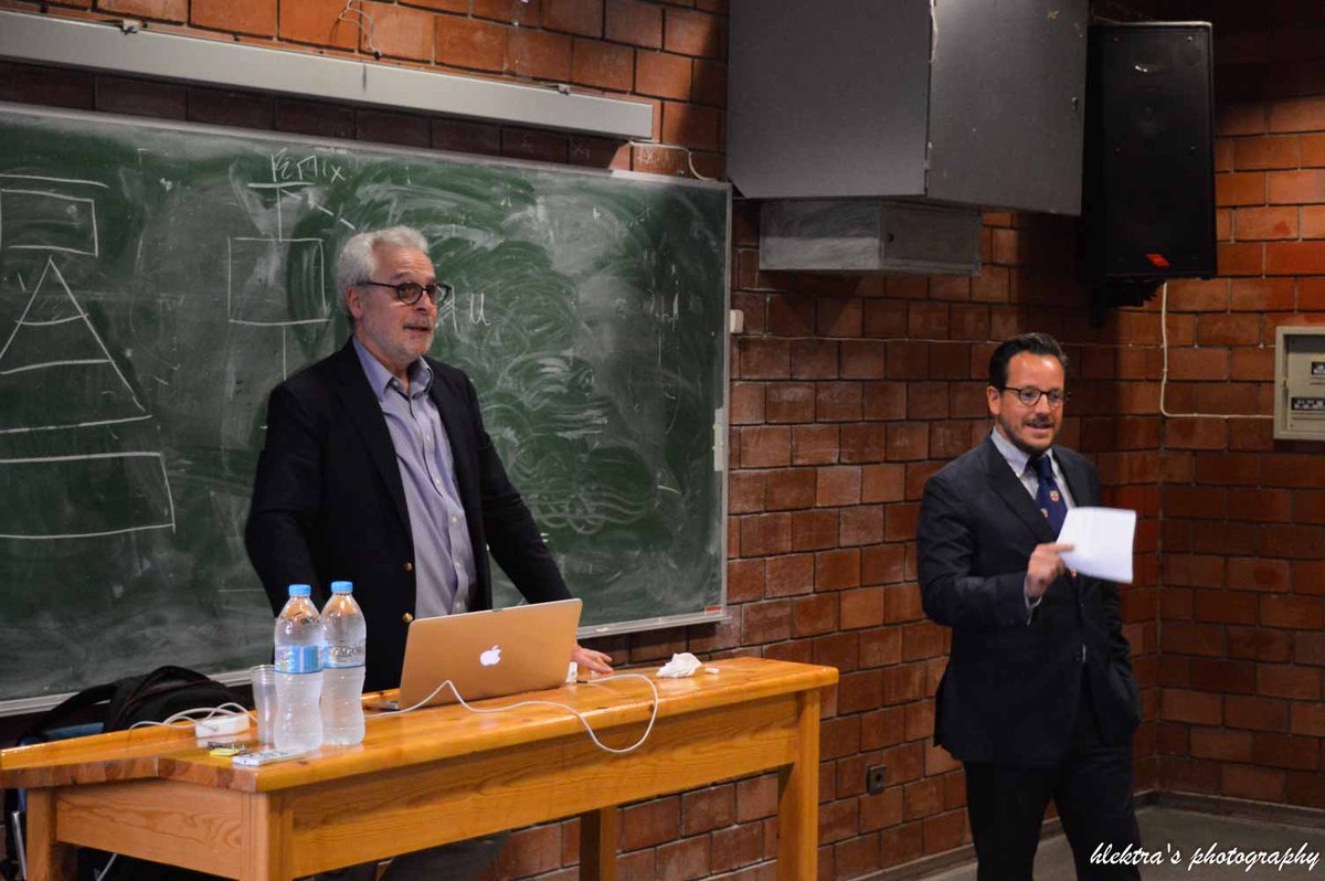 Ziouvas's tweet photo. Lecturing on crime, ethics and corruption with Nikos Passas of Northeastern University (Boston) and Zefi Nikolaou of Transparency International Greece.
 Thanks to @DiafthoraStop AntiCorruption Youth Greece for the full house! https://t.co/CetaXp3jEC