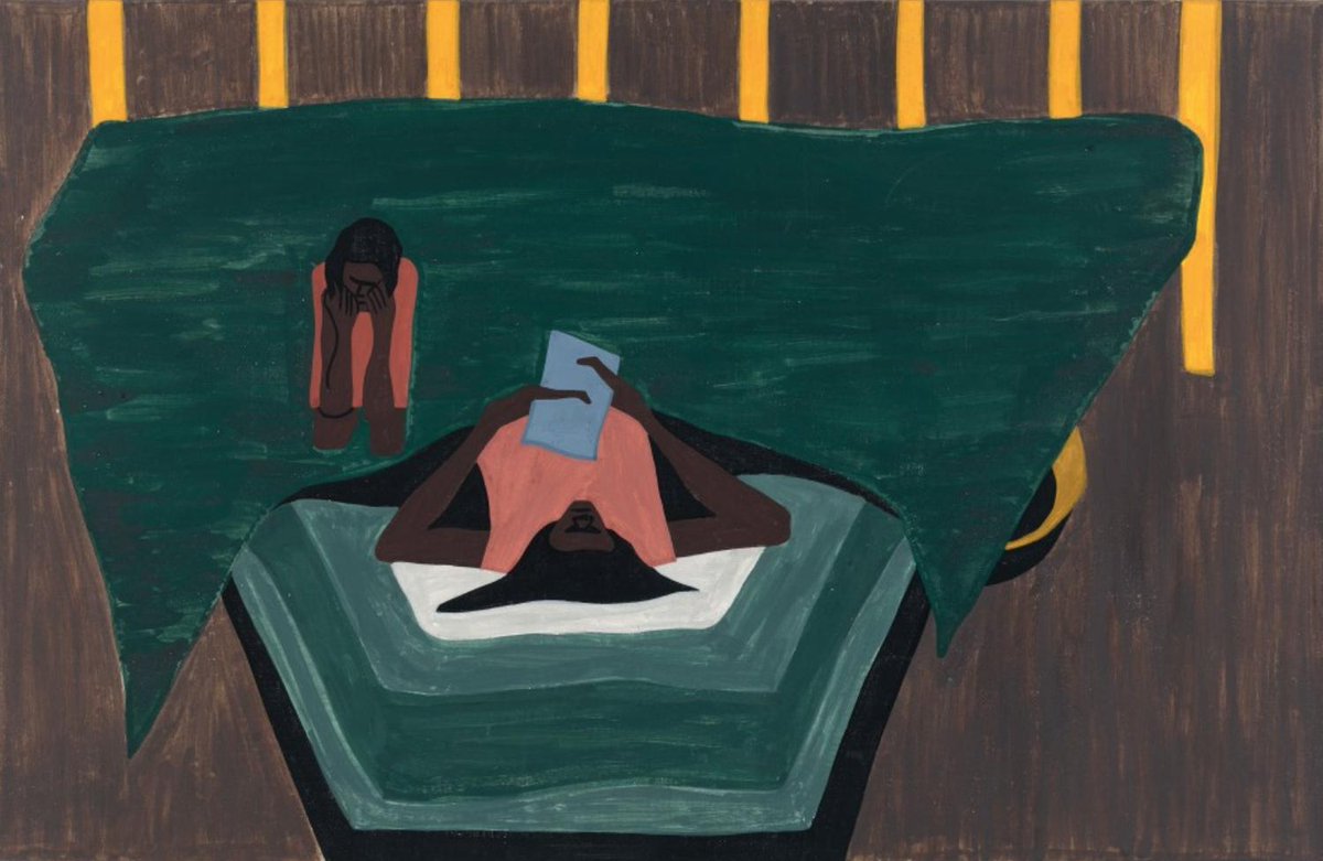 "Letters from relatives in the North told of the better life there."#33, Great Migration Series, 1941Jacob LawrenceMOMA