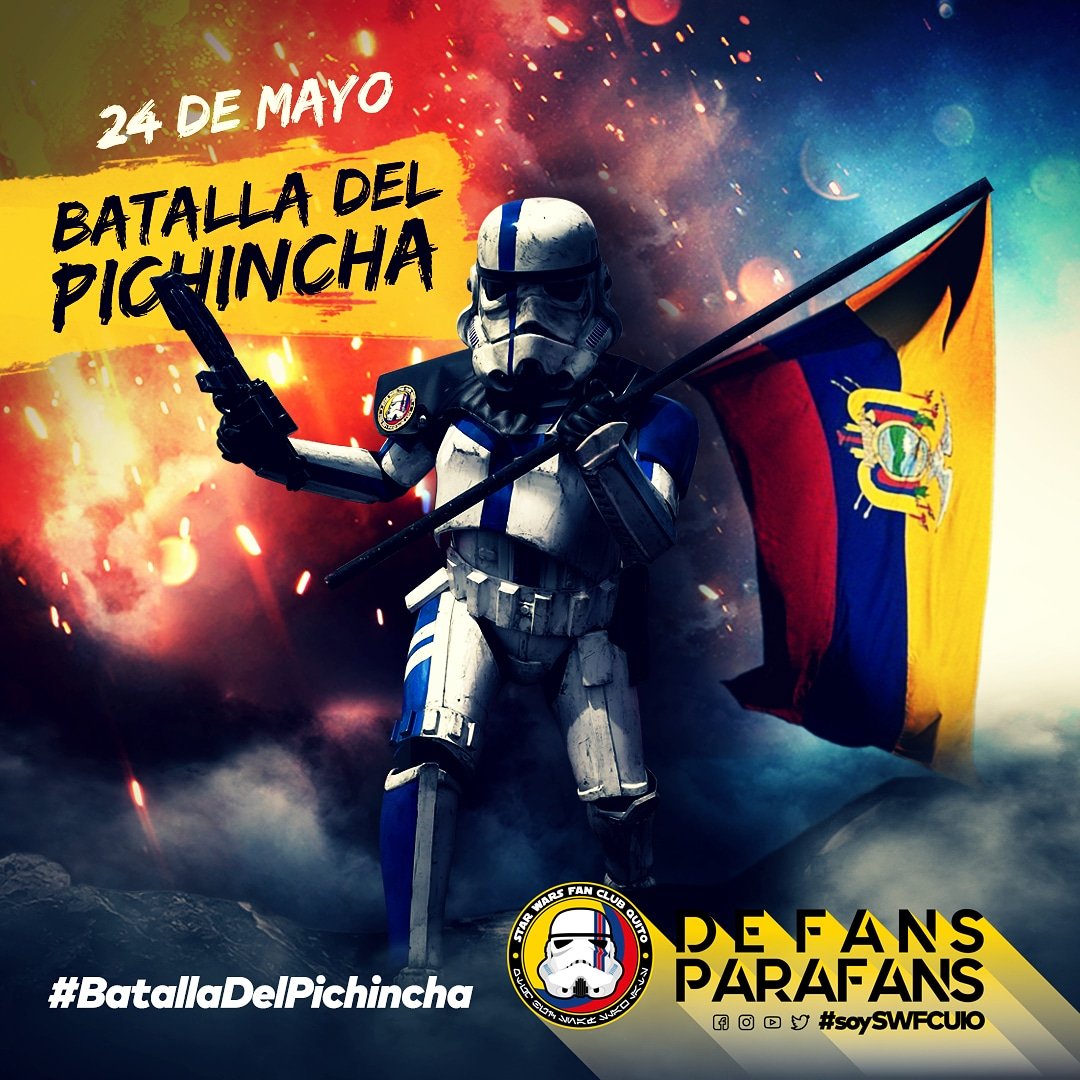 swfcuio's tweet photo. Hace 197 años, se selló definitivamente la independencia de nuestro país con la #BatallaDelPichincha. Hoy recordamos a los patriotas y ponemos nuestro granito de arena, nuestra mejor convicción y nuestro esfuerzo para hacer una mejor nación.
#soySWFCUIO #DeFansParaFans #StarWars https://t.co/AMAPUWW1kV