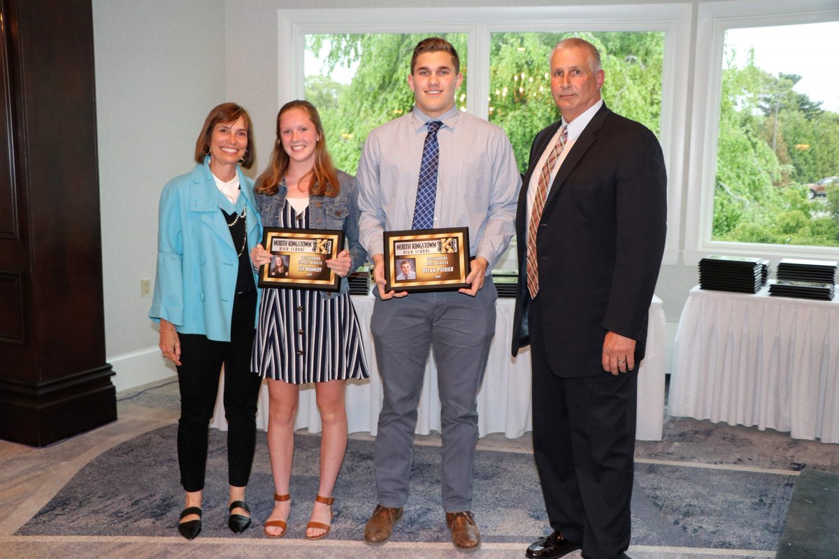NoKingstownHS's tweet image. Congratulations to Most Outstanding Athlete Award winners Lily Nunnery and Dylan Poirier at night&apos;s Senior Athlete Banquet last night at the Quidnessett Country Club. @NKBoosterClub @NKHS_RI @nk_schools @BarbaraMorse16 @Mrs_SweetNKHS