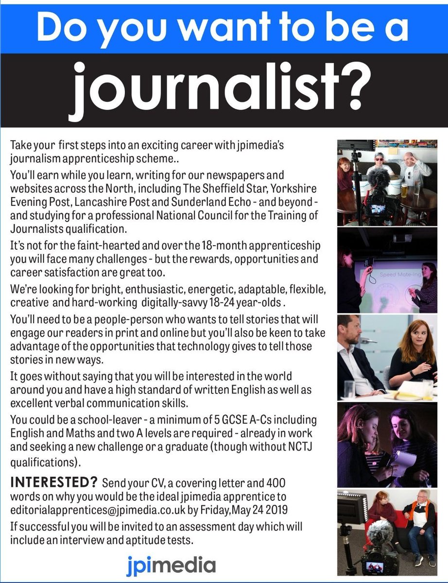 annholmesmedia's tweet image. If you're a young person who wants to get their foot in the door in the world of journalism, consider applying for our apprenticeship scheme. Hurry though- the deadline is today!