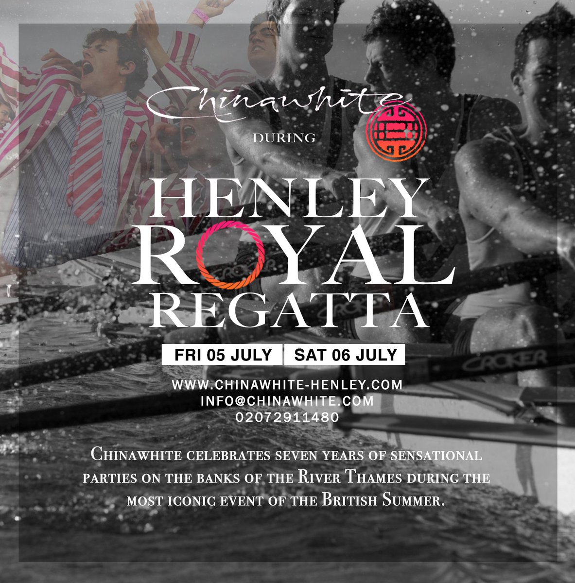 THE SUMMER’S MOST EXCLUSIVE PARTY AT THE #HENLEYROYALREGATTA The #CHINAWHITE enclosure includes world-class DJ's, 5 bars, panoramic views of the river, gourmet street food by <a href="/Pulled_uk/">Pulled</a> &amp; <a href="/CheersIceCream/">Cheers Alcoholic Ice Cream</a> or enjoy a pick me up at The Pamper Tent, hosted by @TeamPamper
