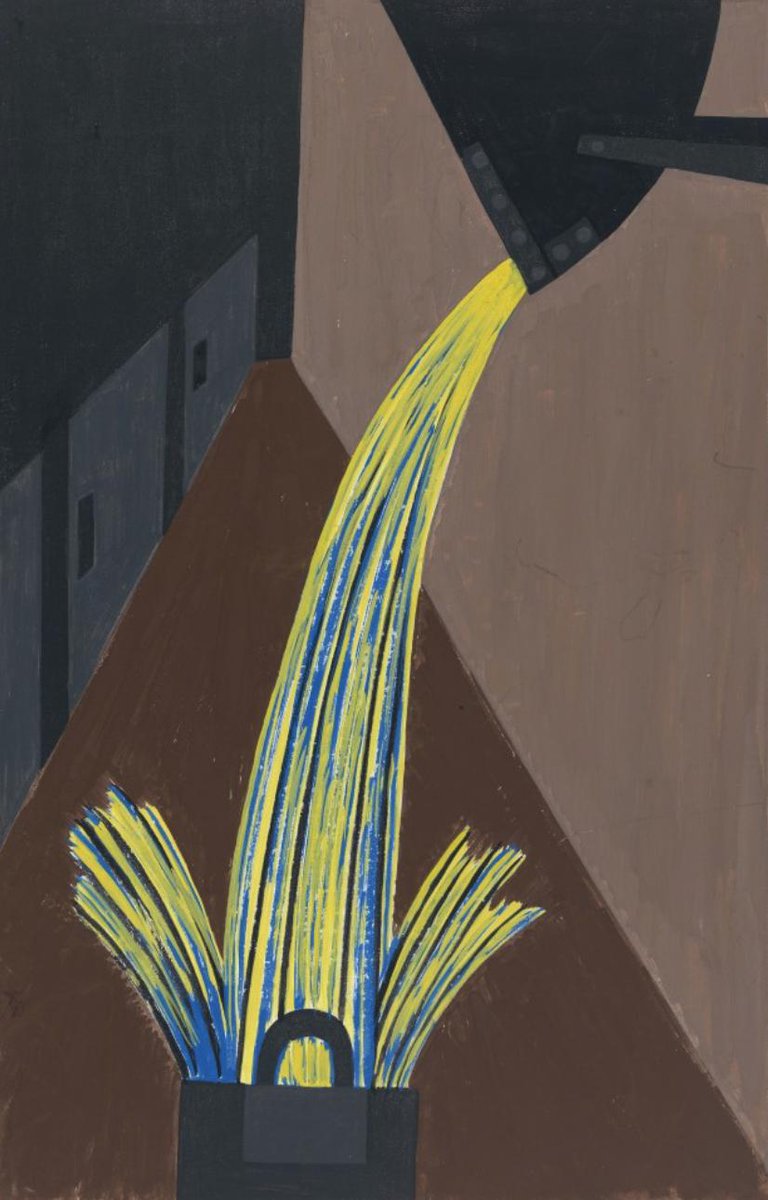 "Many migrants found work in the steel industry."#37, Great Migration Series, 1941Jacob LawrenceMOMA