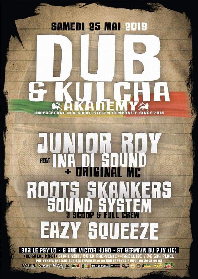 InaDiSound's tweet photo. C'est ce week-end à Bourges / St Germain du Puy !! #DubNKulchaAkademy #JuniorRoy #InaDiSound #OriginalMC #RootsSkankersSoundSystem #EazySqueeze #Bourges #SaintGermainDuPuy https://t.co/EQJjCZJuQR