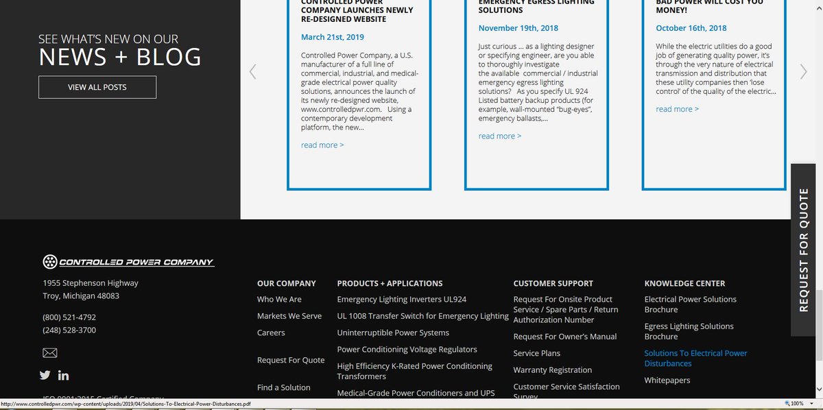 ControlledPower's tweet image. Electrical #powerqualityproblems ?  Visit our website's "Knowledge Center", bottom of our homepage ... get our free PDF, "Solutions To Electrical Power Disturbances"!  Contact us about our #electricalpowersolutions !