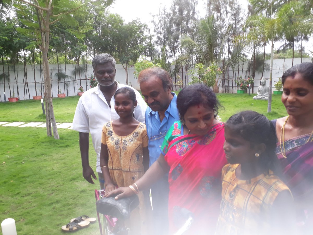 Thanked the guest house watchman family who lookedafter our comforts for one month at thoothukudi. Gifted their children  with a  bicycle as a Token of affection. They vowed to take up NEET to become doctors.Happy to hear that as our PM has given that hope to these children