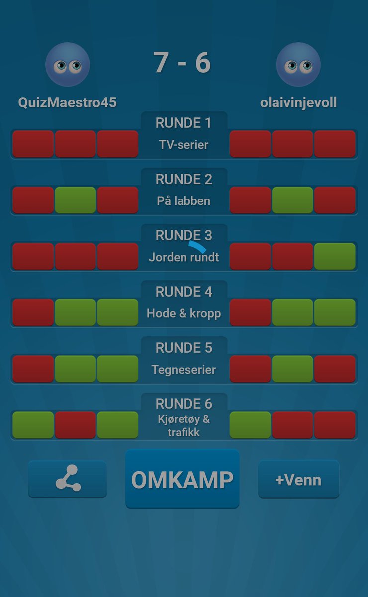 Tobben1313's tweet photo. Nå slo jeg olaivinjevoll i Quizkampen! 

Last ned og utfordre meg her: https://t.co/jCHPQNHJkC https://t.co/lL0XOMKQ7y