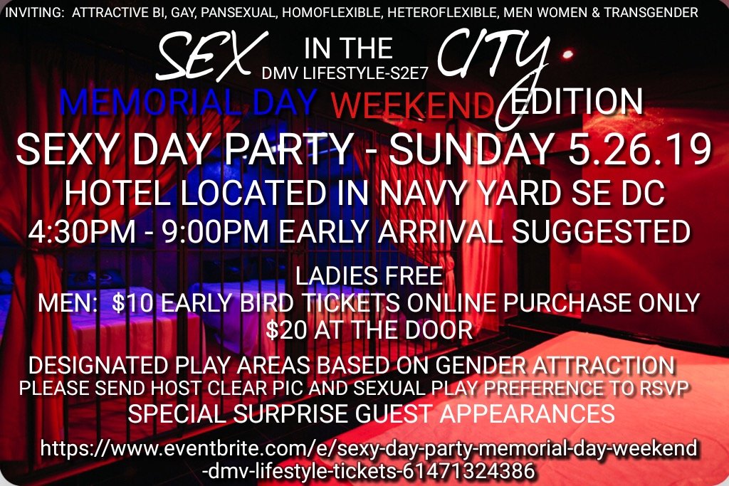 LifestyleDmv's tweet photo. Check out "SEXY DAY PARTY-MEMORIAL DAY WEEKEND-DMV LIFESTYLE "! - Check out "SEXY DAY PARTY-MEMORIAL DAY WEEKEND-DMV LIFESTYLE " on Eventbrite!
Date: Sun, May 26, 4:30 PM
https://t.co/qUMjTQj8nB
#DMVFREAKS #DCBlackPride2019 #DMV #Longdicks #dmvbi #dmvfreak https://t.co/9Mr3Ontl0A