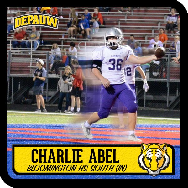 DePauwTigersFB's tweet image. Welcome to #TeamDePauw, from Bloomington HS South, Charlie Abel. #DPU2023
