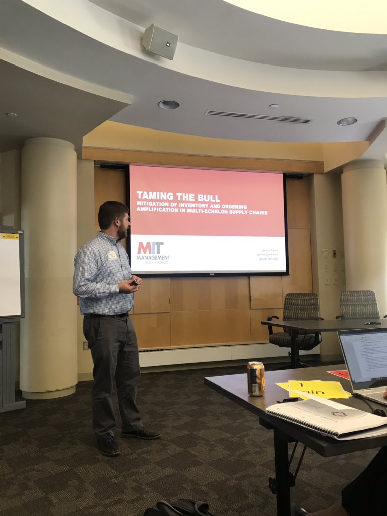 WPISDclub's tweet photo. 7th presentation: “Taming the Bull - Mitigation of Inventory and Ordering in Multi-Echelon Supply Chains via Interpretable Machine Learning “ by James Paine of @MITSloan #38SDC https://t.co/Z24f6F1ZP6