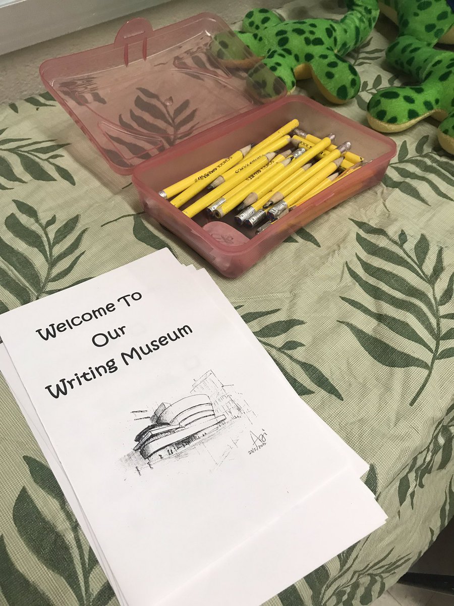 ReadWithHart's tweet photo. Took a trip to Mrs. Manchester’s writing museum today! So impressed by our brave kindergarten authors who told their stories through detailed pictures and words! First graders were a fantastic audience and gave meaningful feedback! #TCRWP @HansenHawks @eileen_sprague https://t.co/9zDQlOhArd