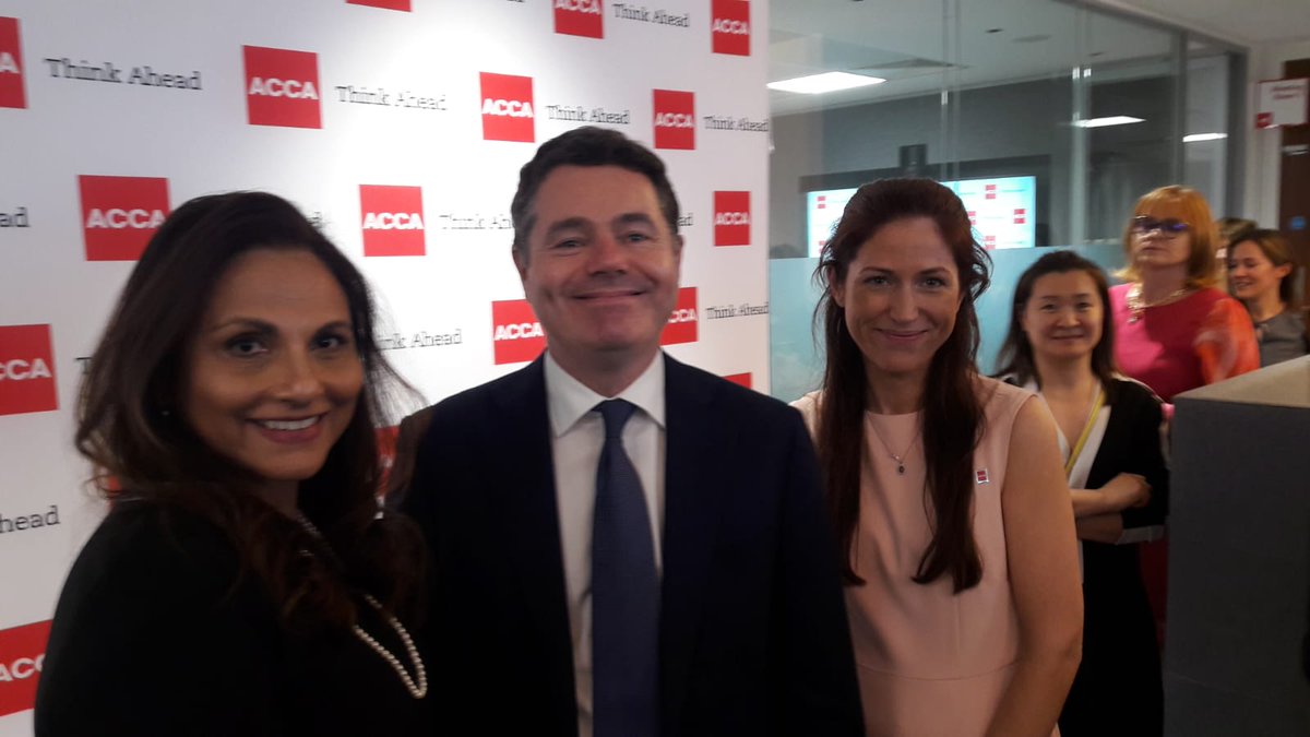 StudyOnline's tweet photo. Opening of ACCA's new offices in the IFSC on the 23rd of May was a great success. Our StudyOnline Director Vaeni Mac Donnell is pictured here with the Minister for Finance Paschal Donohoe and ACCA Ireland President Caitriona Allis.  #acca https://t.co/S8tVRnL5oQ