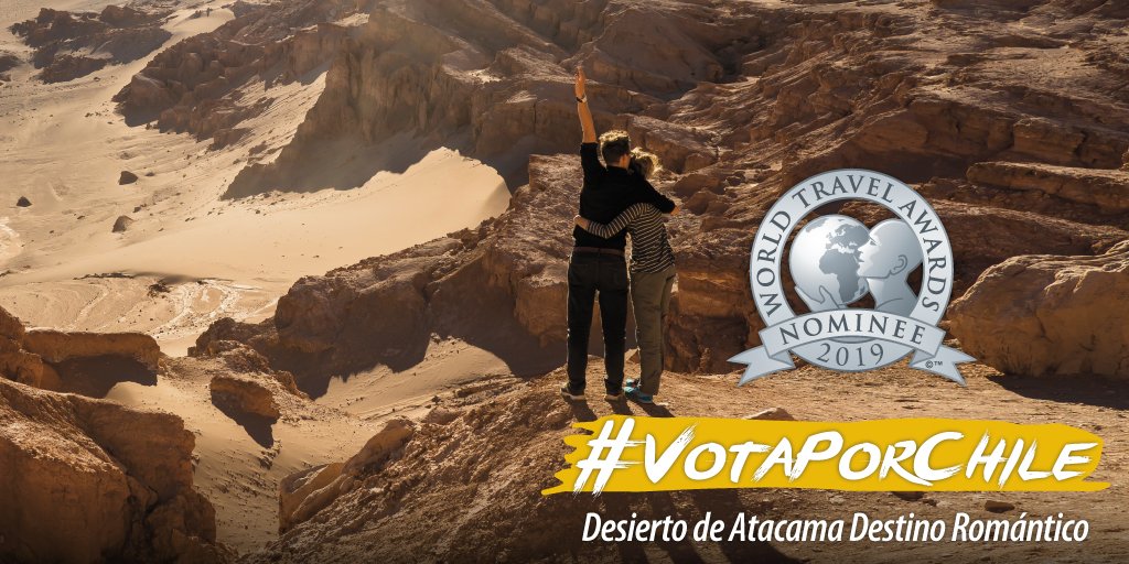 chileestuyo's tweet photo. Por sus paisajes, naturaleza y cultura, ¡el Desierto de Atacama nominado en los #WorldTravelAwards #Sudamérica 2019 como ¡Mejor Destino Romántico! #VotaporChile aquí 👉 https://t.co/U99S9QmCpl
.
#TravelAdventure #ChileEsTuyo #ChileDestination #ViajaPorChile #Turismo #Travel https://t.co/jWgljFnXda