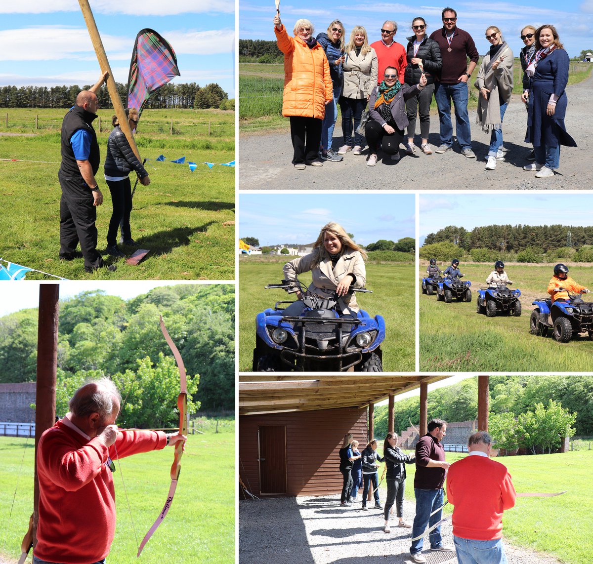 TrumpTurnberry's tweet photo. We had a fantastic afternoon in the sun today with our clients from @GoodCauseTravel. As part of their FAM trip, they got to experience a range of amazing activities at Turnberry Adventures including, quad biking, archery and highland games. #TasteTurnberry https://t.co/ekUpVvwlaG
