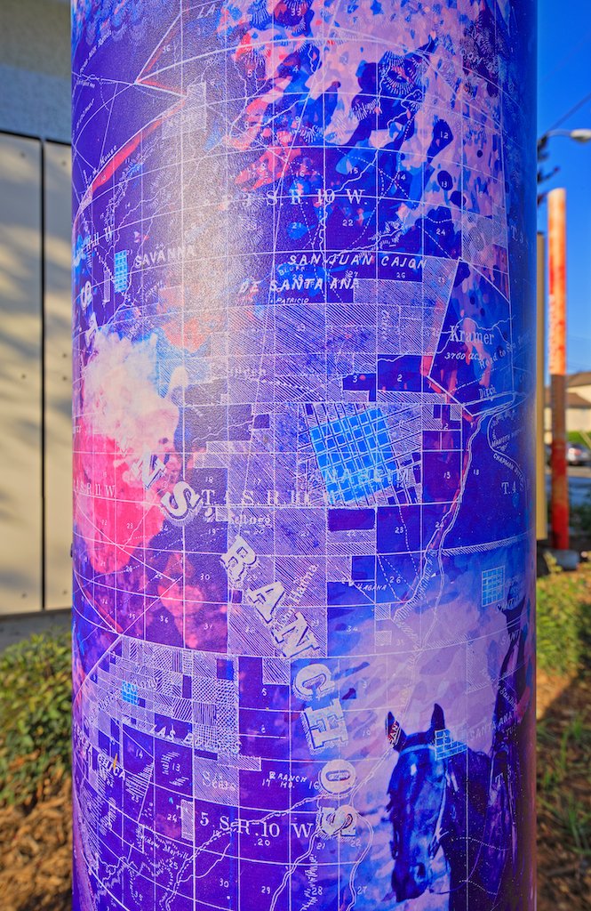 altoaluminum's tweet image. Lanterns outside a public library in South Whittier. Unique artwork is replicated in vivid colors on #altoaluminum. #publicart #wideformatgraphics #customart #communityart