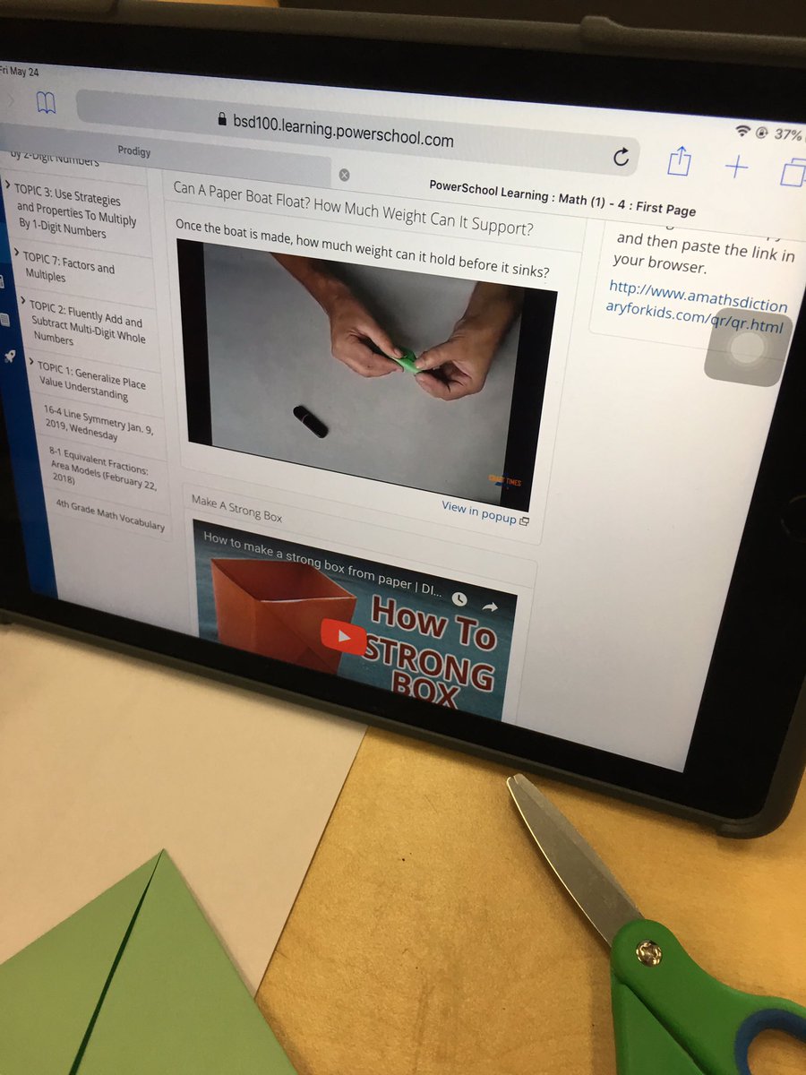 dspuhr's tweet photo. How many #ounces will our #origami boxes hold? Our 4th graders applying their knowledge of #customaryunits 16oz in 1 lbs #tigerslearn @EmersonD100 @MrsScottEME @EmersonD100 @primaryspeechy @kimboslice317 @MrsSuomi @JBMurphySchool https://t.co/jBanomZm4g