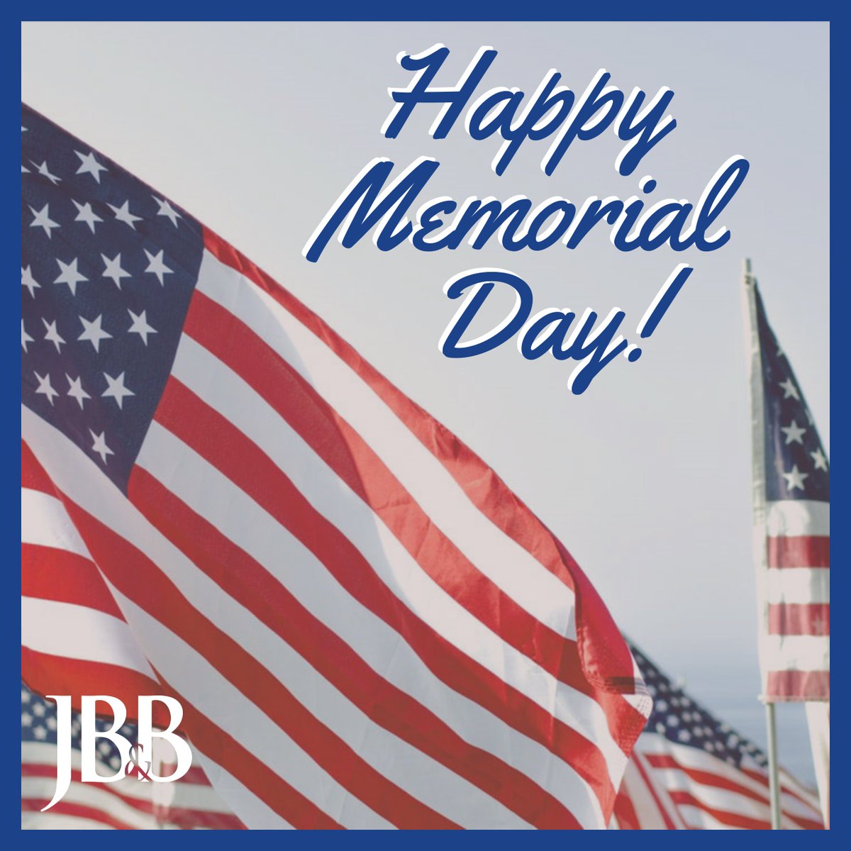 JB&amp;B wishes everyone a relaxing and enjoyable Memorial Day Weekend!
#MDW #MemorialDay #redwhiteblue #JarosBaumBolles #JBB #FiDi