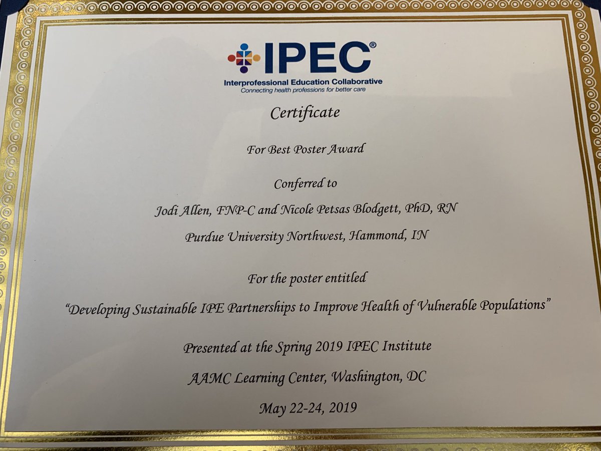 Nisrn77's tweet photo. Poster winners at @ipec_org conference! Our grassroots efforts are off to a great start! #IPECSpring2019 #PurdueNorthwest https://t.co/m86LSPaHzk