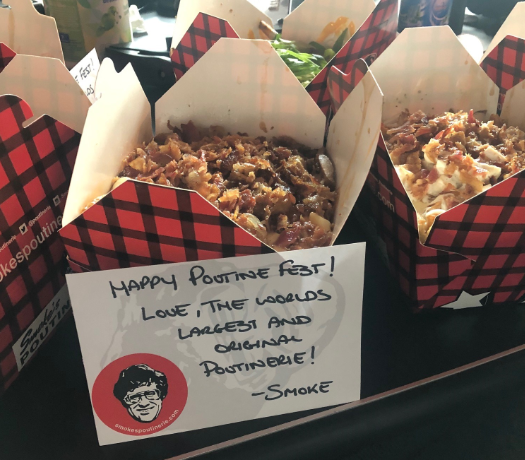 Q107Toronto's tweet photo. Hungry? Toronto's Poutine Fest is on at Yonge/Dundas Sq. today through Sunday. Thanks to Smoke's Poutinerie @poutinerie for the delivery. 

#Toronto #TorontoPoutineFest #poutine https://t.co/vJceVKhxyv