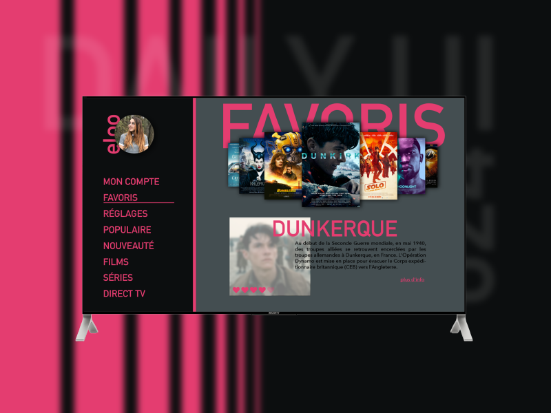elooomarty's tweet photo. Challenge #025 : TV App
#DailyUI #uidesign #dailyui025 https://t.co/lvU0nwt6cL