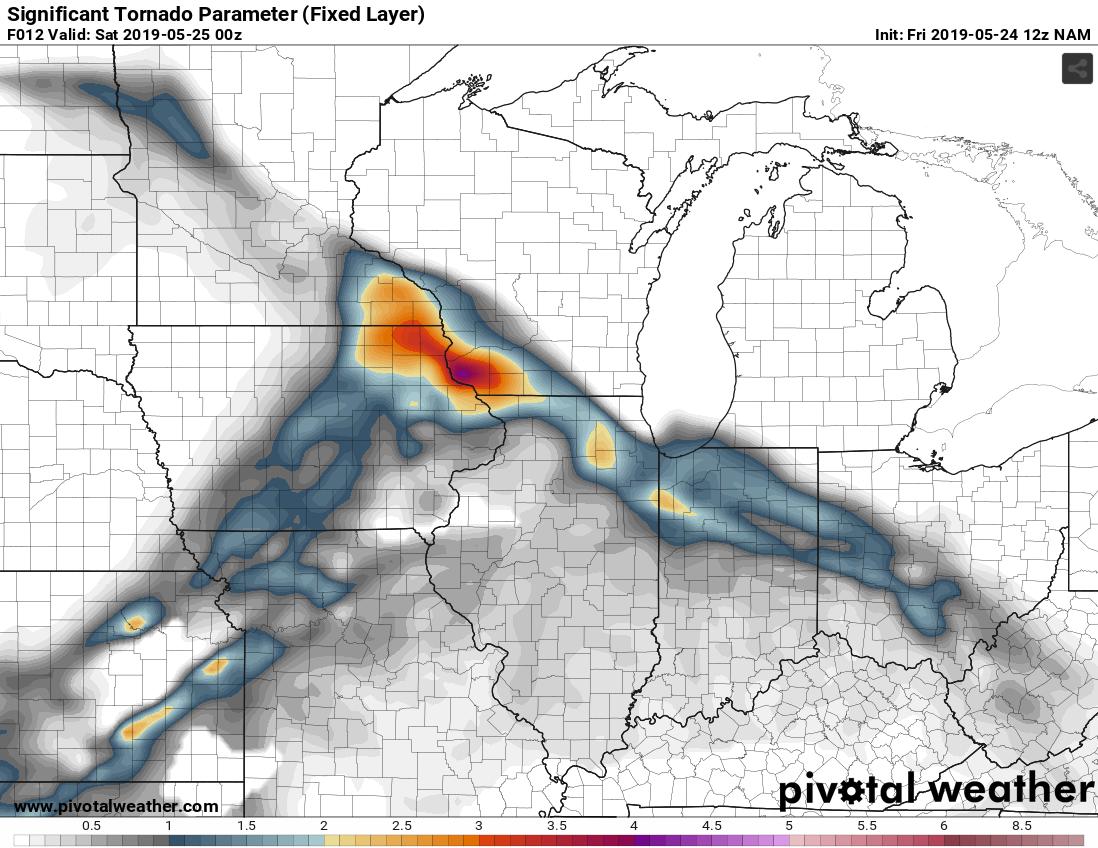 DanStarker's tweet photo. Composites and CAPE Values around 7pm-10pm CST https://t.co/d9TXFdp4SS