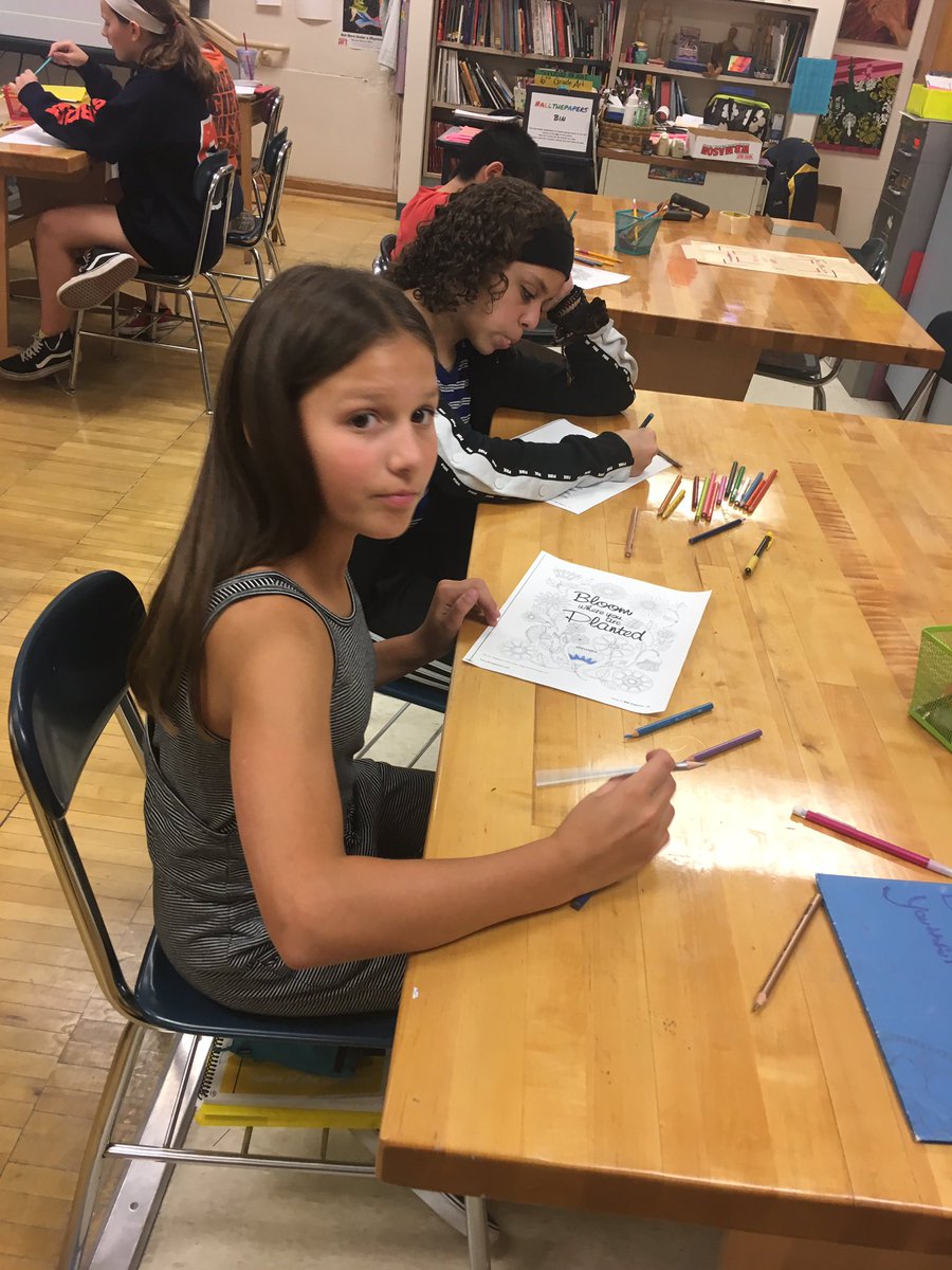 MsCantello's tweet photo. Finishing clay up and some artists have time to independently work—coloring is so relaxing! #colorandrelax #prismacolor https://t.co/6L0MVsGwIt