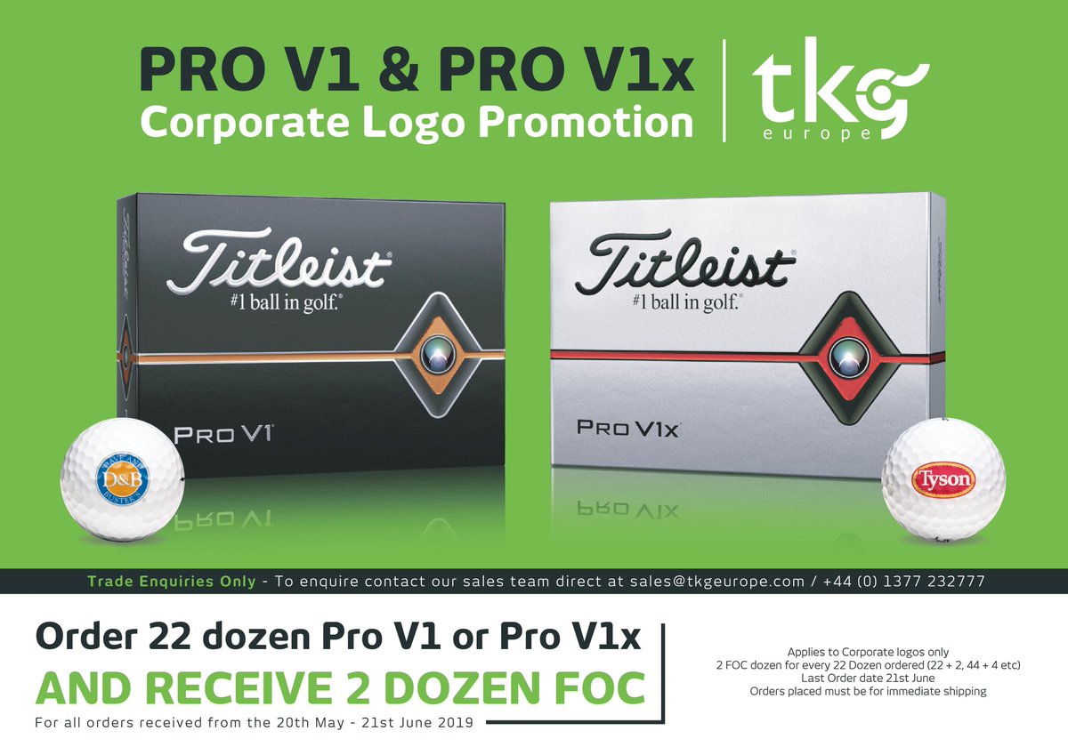 As we put our feet up for the #BankHolidayWeekend here's an offer to whet your appetite for #golfday client ideas when you're back at your desk on Tuesday! Order 22 doz <a href="/TitleistEurope/">Titleist Europe</a> corporate #logo Pro V1 or Pro V1x balls &amp; get two doz free-of-charge. Until 21 June, T&amp;Cs apply