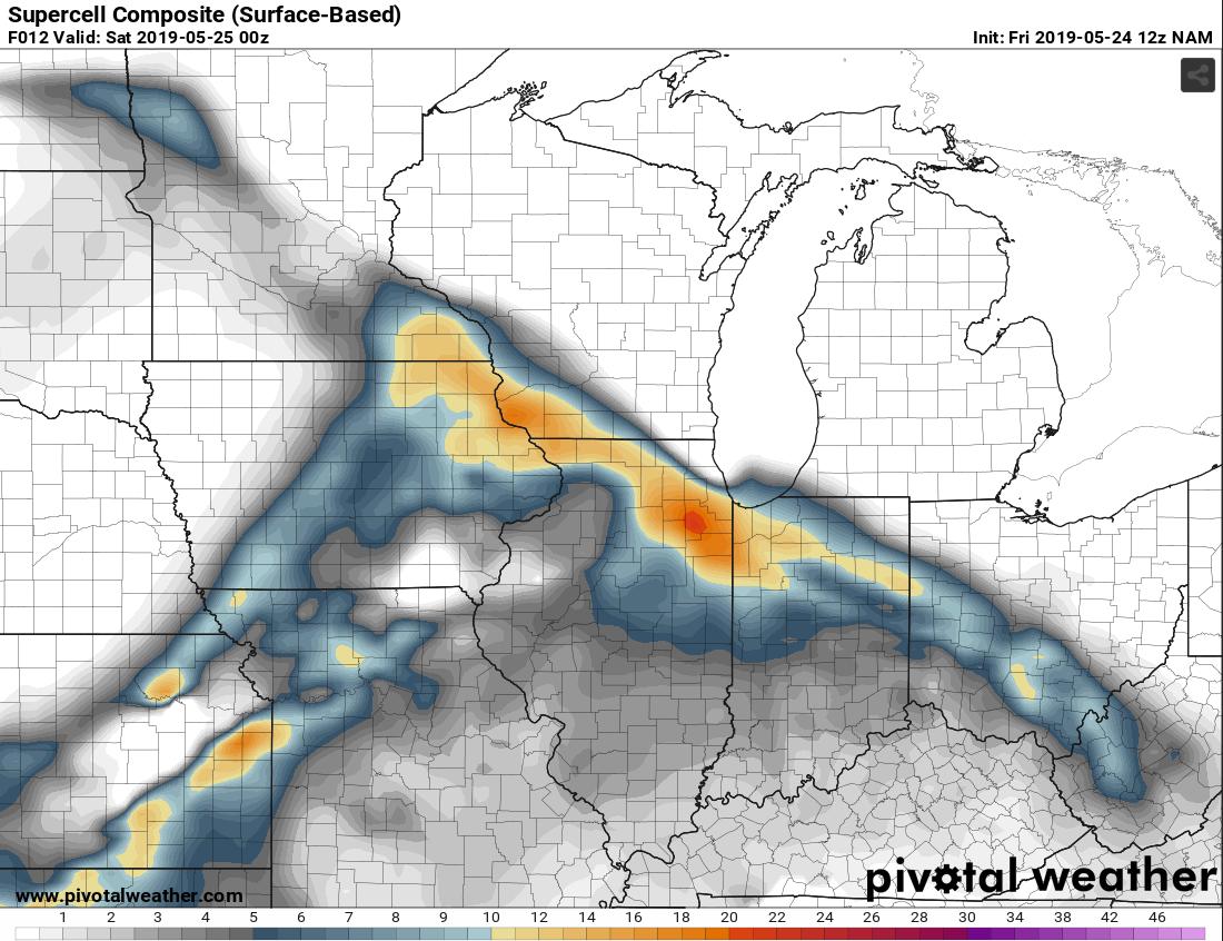 DanStarker's tweet photo. Composites and CAPE Values around 7pm-10pm CST https://t.co/d9TXFdp4SS