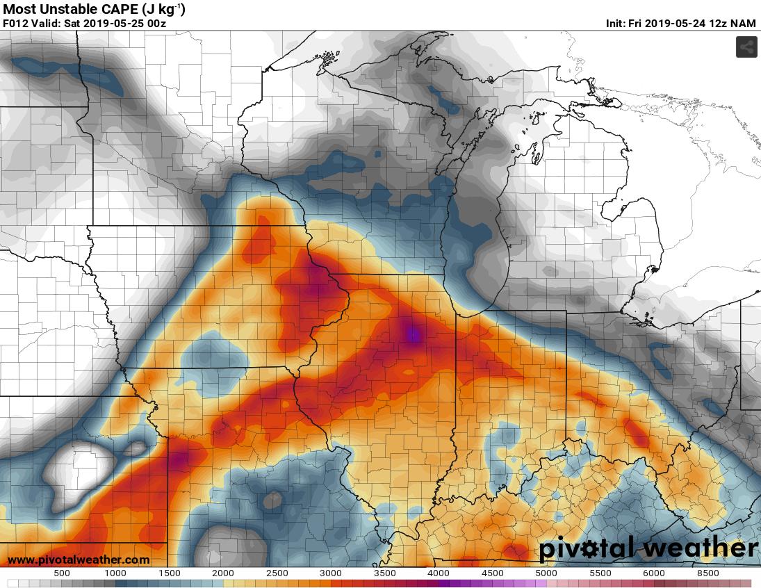 DanStarker's tweet photo. Composites and CAPE Values around 7pm-10pm CST https://t.co/d9TXFdp4SS