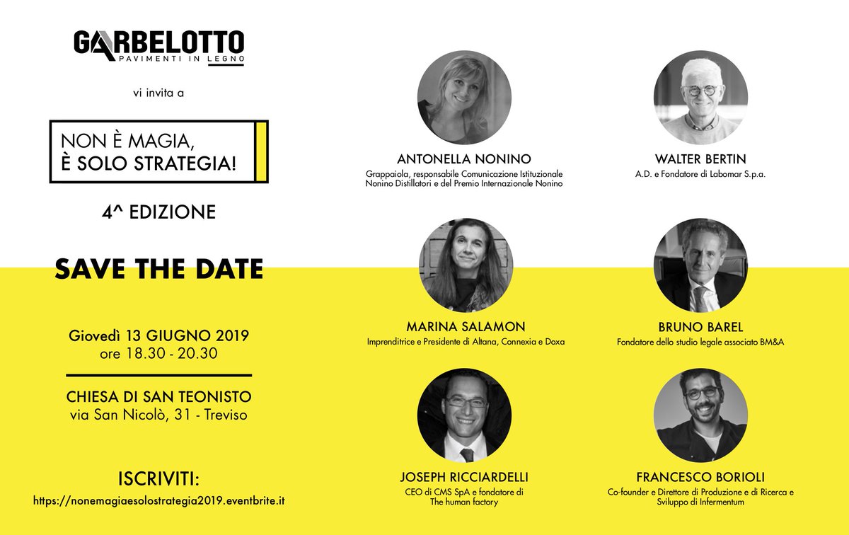 Anche la 4^ edizione di “Non è magia, è solo strategia!” ci vede come partner ufficiali. L’evento sarà un momento di dialogo per tutti coloro che vogliono capire perché è fondamentale avere una buona strategia d’impresa e in che modo attuarla. 
Prenota il tuo posto!