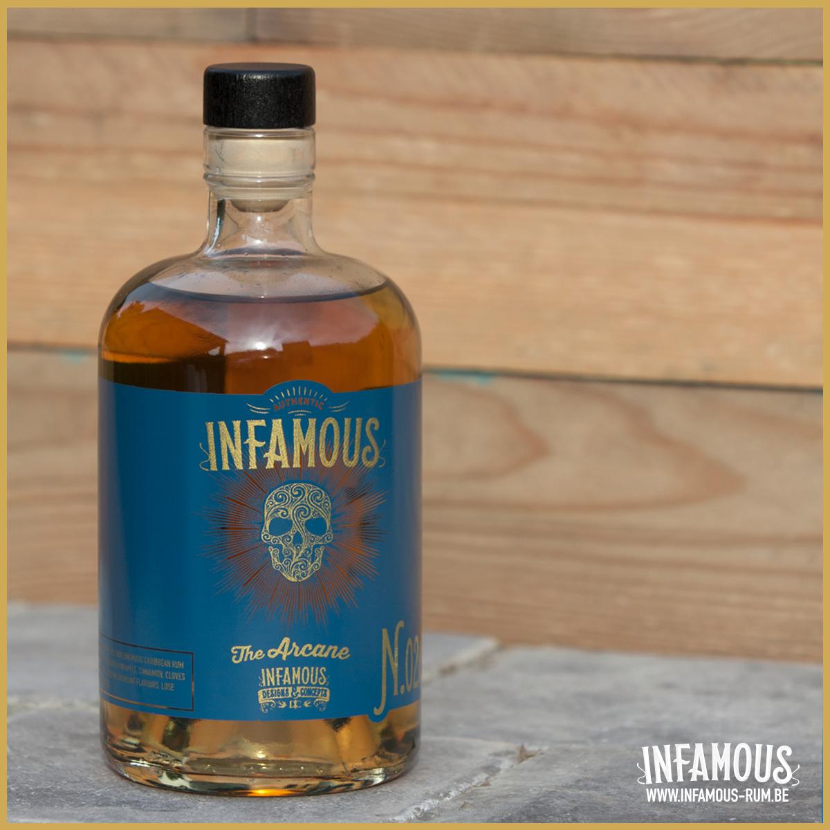 infamousrum's tweet photo. Concealed from preying eyes, our Caribbean rum blend infused with pineapple and secret spices. Meet our N° 02, THE ARCANE. 
Be seduced by its mesmerizing flavours. 
#new #infamousrum #beinfamous #spicedrum #pineapple #tattoo #skull #rum #belgium #rumcocktails #cocktail #spirits https://t.co/AxWVgR4pyx