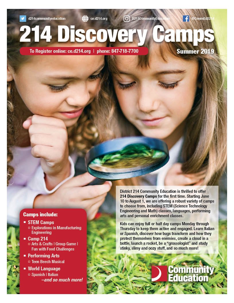 CommEdD214's tweet photo. The school year is almost over! Are you all set for the summer? Sign your kids up for amazing #STEMcamps, #engineeringcamps, languages, performing arts and much more! Visit https://t.co/FcjniPd5M0 or call (847) 718-7700 to get signed up today! https://t.co/rreZ8xNDIh