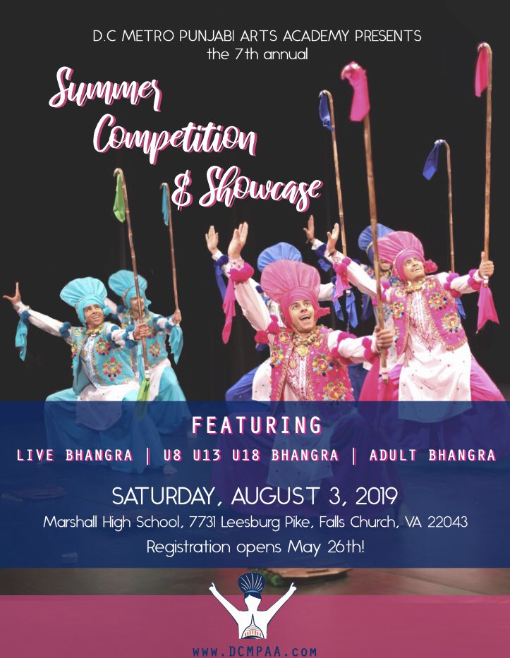 DCMPAA's tweet image. We are proud to announce our 7th annual DCMPAA Summer Competition &amp;amp; Showcase! 
.
#DCMPAA #Bhangra #DMVTakeover #Folk #LiveBhangra #Virsa #Roots #Summer #Competition #2019