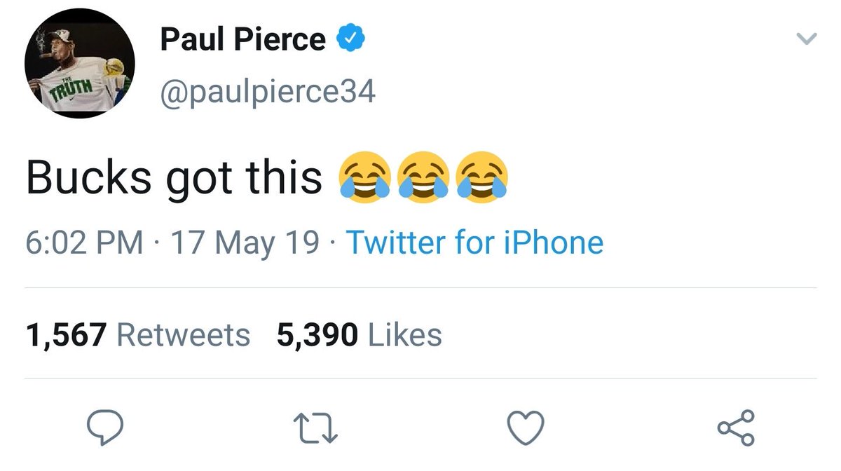 Bucks 0-3 since this tweet...  The <a href="/paulpierce34/">Paul Pierce</a> curse is real everyone!!  👀