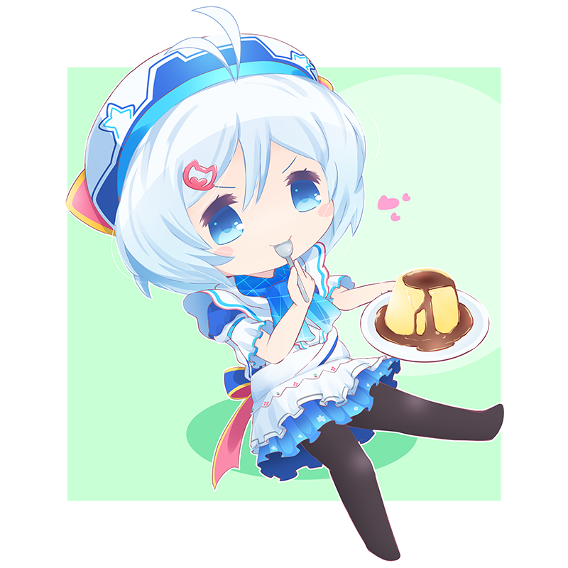 電脳少女YouTuberシロ 「シロちゃんプリンどうぞ
#SiroArt 」|なんとかのイラスト