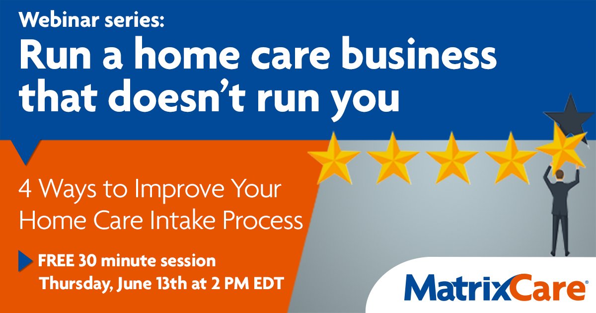 MatrixCare's tweet photo. Join us for our upcoming #webinar series! We will guide you through #homecare best practices to improve business management, enhance client satisfaction and retention, and increase revenue opportunities. Reserve your spot for the first session now: https://t.co/KKnpIGMeNS https://t.co/C4NVCbSynx