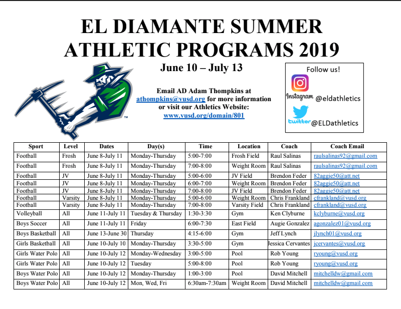 ELDathletics's tweet photo. Summer Schedules are up on the Website! Please download the following link for more info: https://t.co/Sww6gOPdD4 https://t.co/UfpzL2Zmb0