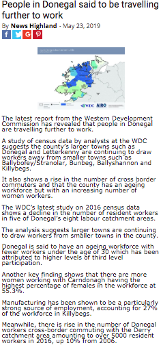 TInishowen's tweet photo. "Rise in the number of Donegal workers cross-border commuting with the Derry catchment area to over 5000 resident workers in 2016". This election #VoteIndependent for councillors able to speak free from party lines against threats to our cross-border journeys. Vote TracyCullen #1 https://t.co/gFqirDmUvT