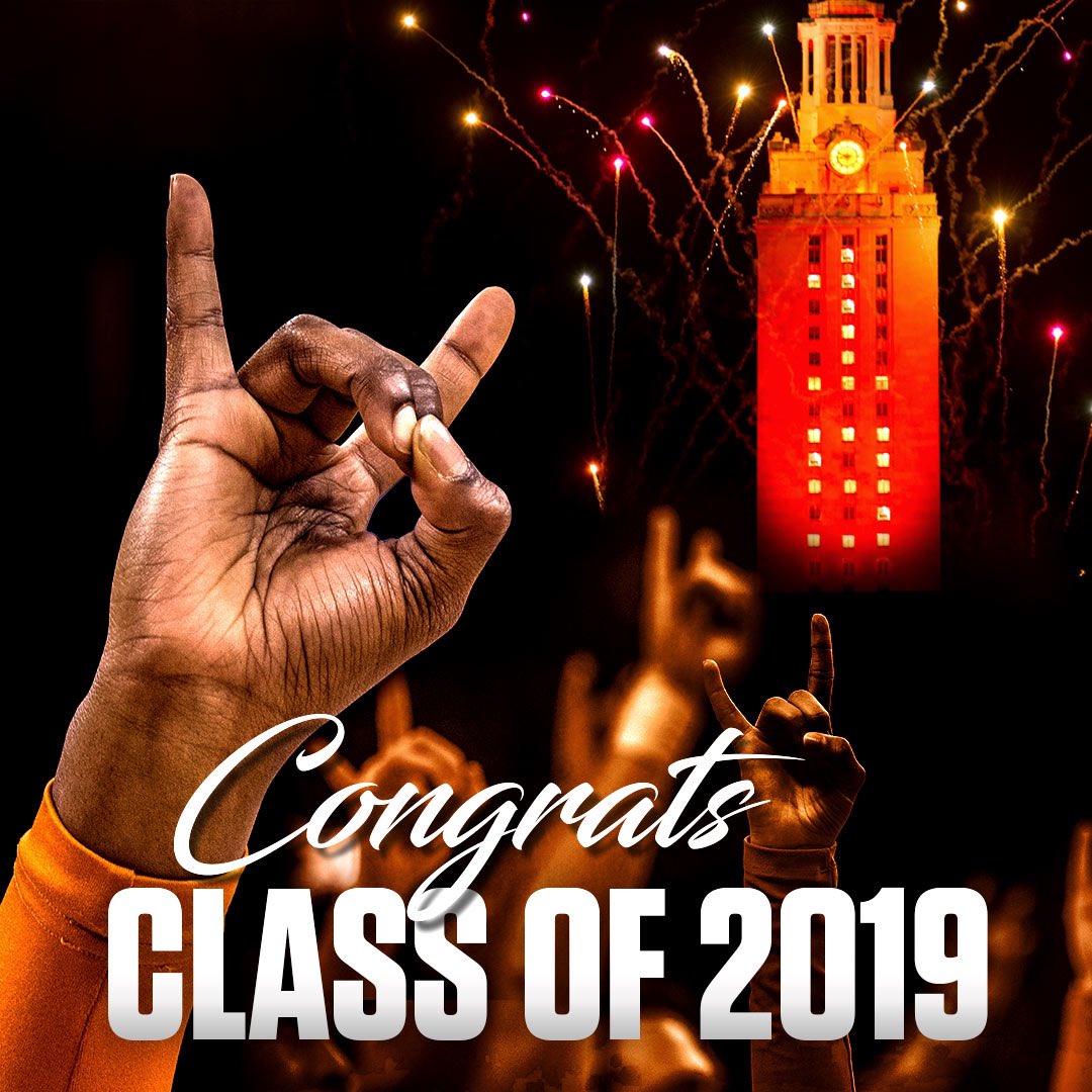 TexasLonghorns's tweet image. Congrats to all of our Longhorn graduates across the Forty Acres! #HookEm🤘 #UTGrad19🎓